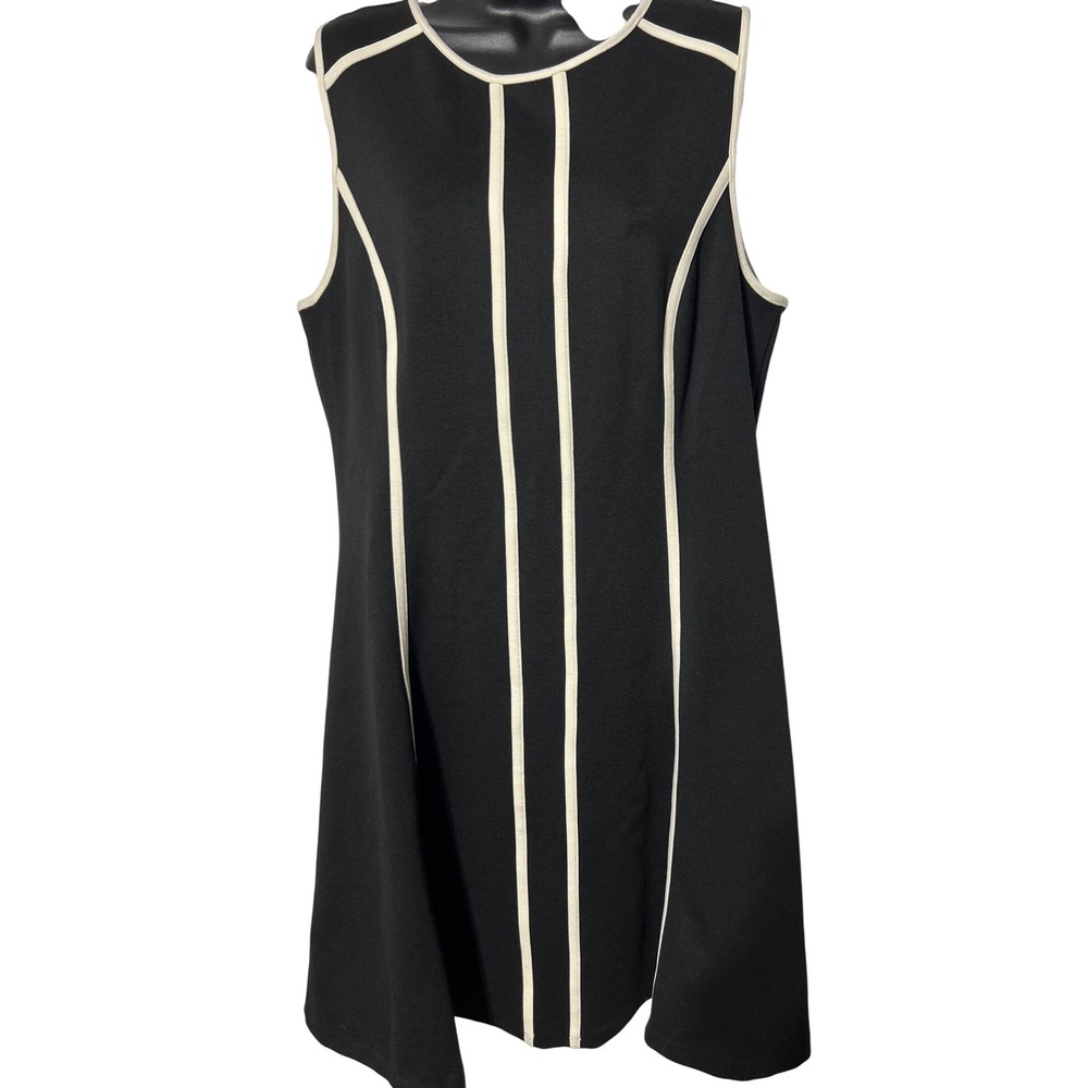 Ann Taylor Black Sleeveless Sheath Dress with White Trim Size 12‎
